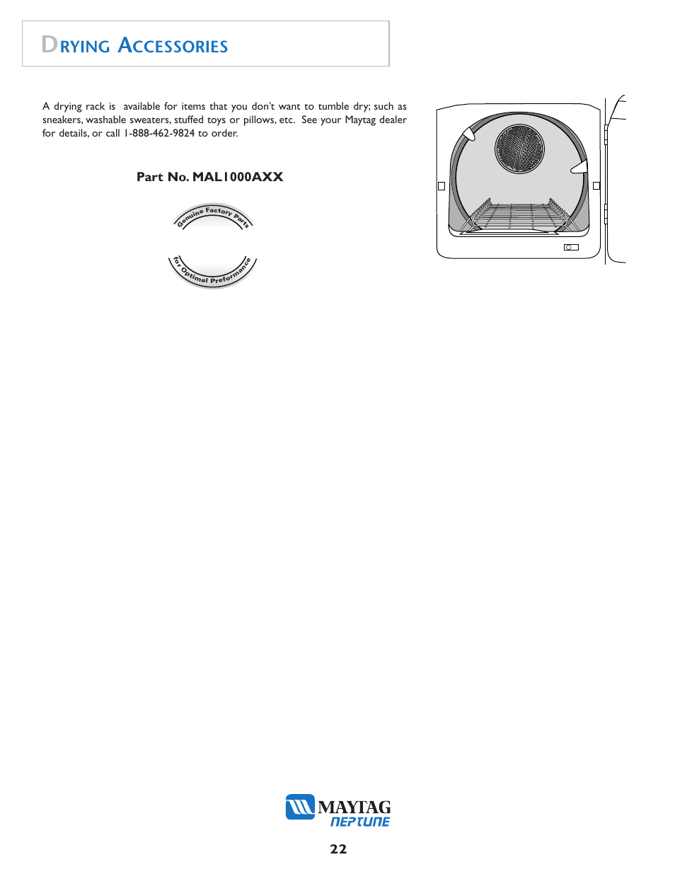 Get real, Rying, Ccessories | Part no. mal1000axx | Maytag MD75 User Manual | Page 23 / 72