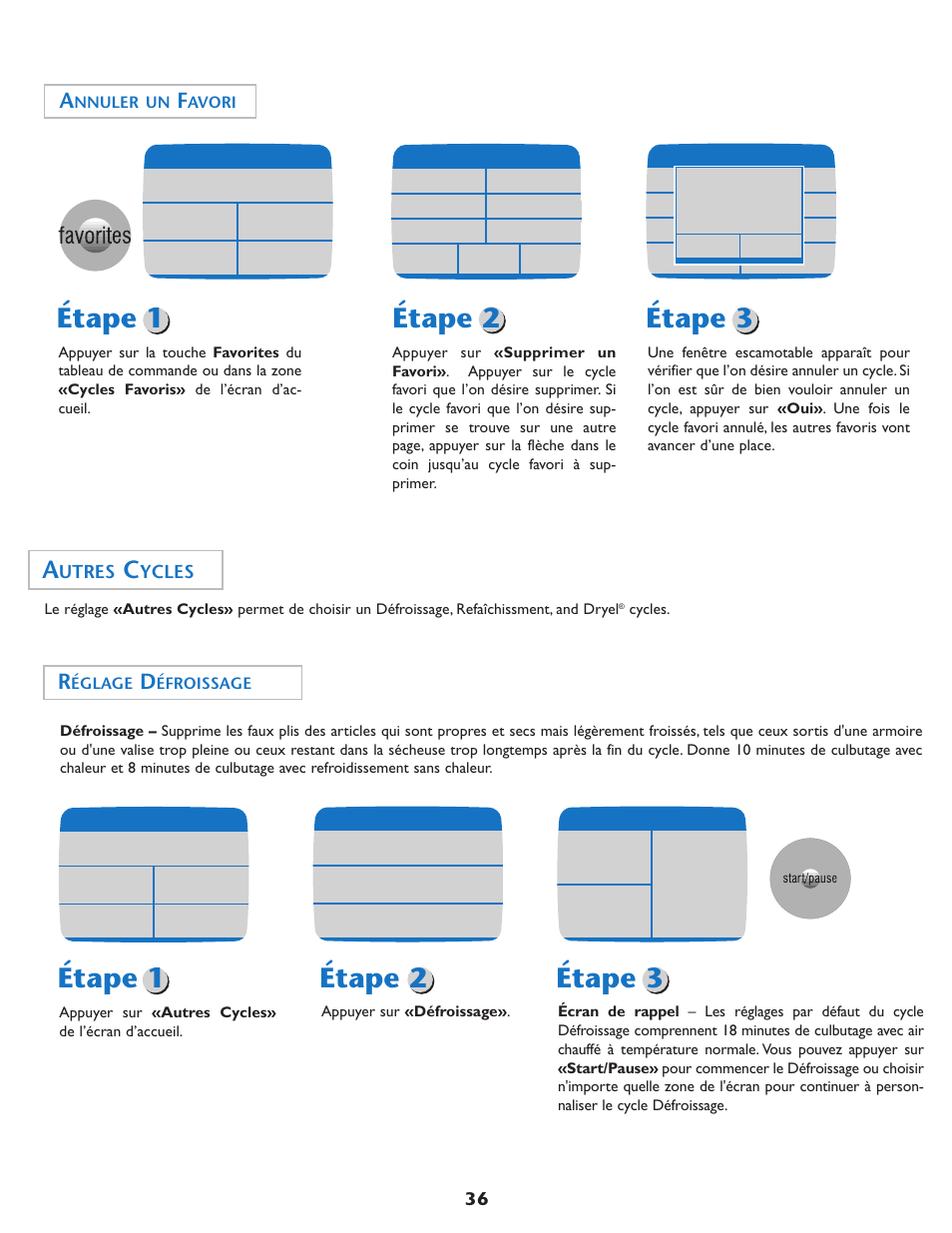 Étape 1 étape 2, Étape 3, Étape 1 | Étape 2, Utres, Ycles | Maytag MD75 User Manual | Page 37 / 72