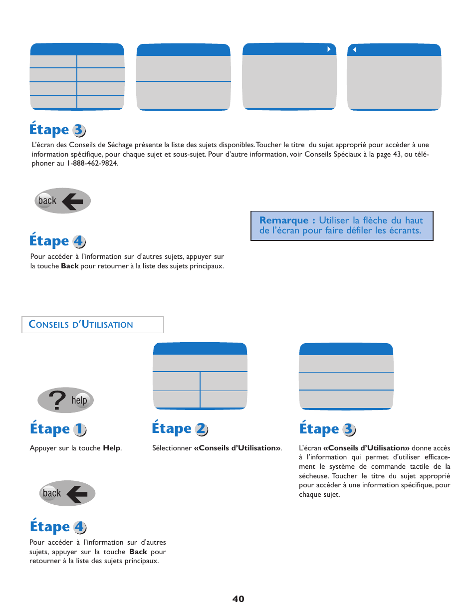 Étape 3 étape 4, Étape 1 étape 2 étape 3 étape 4, Onseils d | Tilisation | Maytag MD75 User Manual | Page 41 / 72