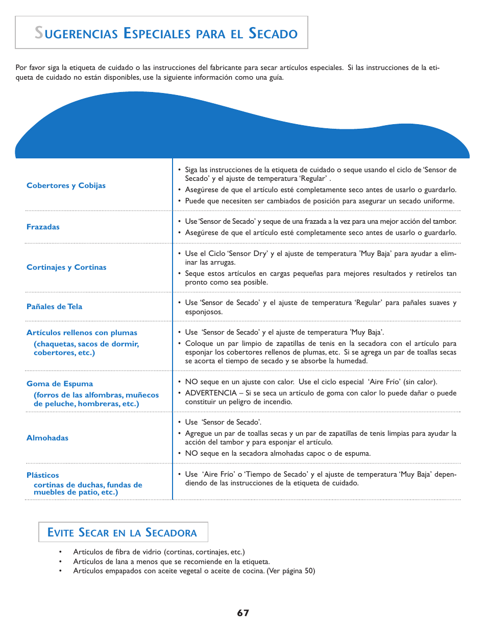 Ugerencias, Speciales para el, Ecado | Maytag MD75 User Manual | Page 68 / 72