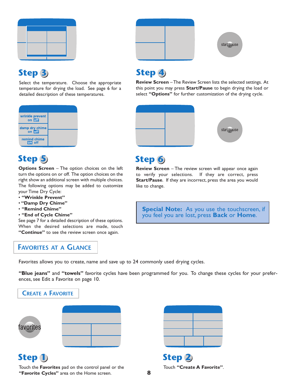 Step 1 step 2, Step 3 step 4 step 5, Step 6 | Avorites at a, Lance | Maytag MD75 User Manual | Page 9 / 72