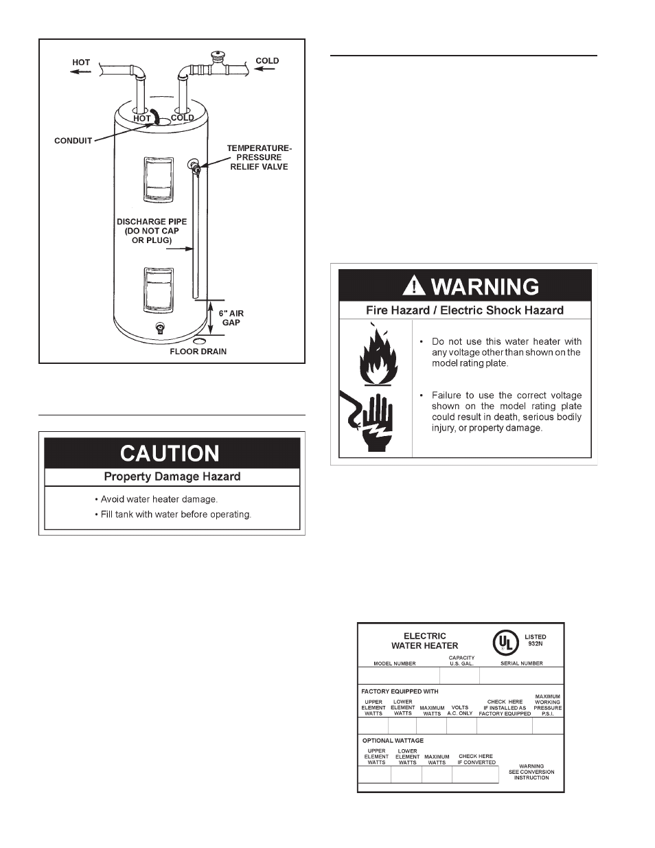 Filling the water heater, Converting the lower element | Maytag HRE11282T User Manual | Page 12 / 28