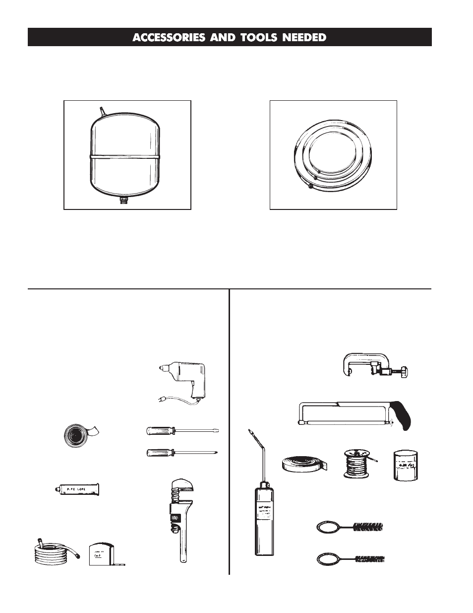 Accessories and tools needed, Tools, Additional tools needed when sweat soldering | Accessories | Maytag HRE11282T User Manual | Page 6 / 28