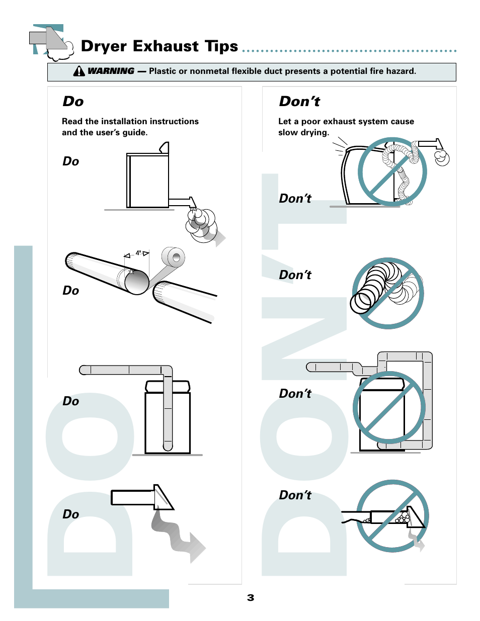 Do don’t | Maytag MD9206 User Manual | Page 4 / 12