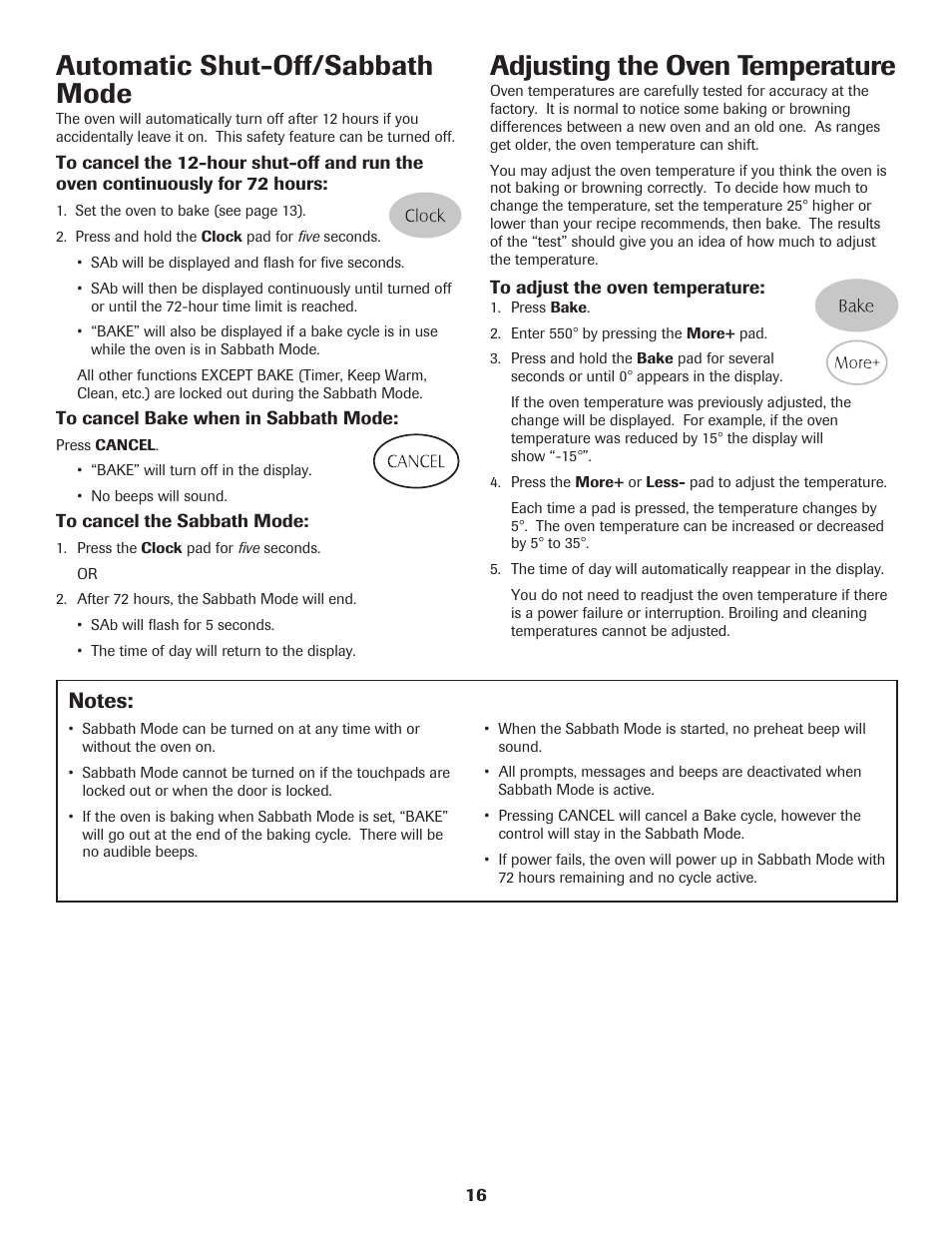 Automatic shut-off/sabbath mode, Adjusting the oven temperature | Maytag 8113P655-60 User Manual | Page 17 / 20