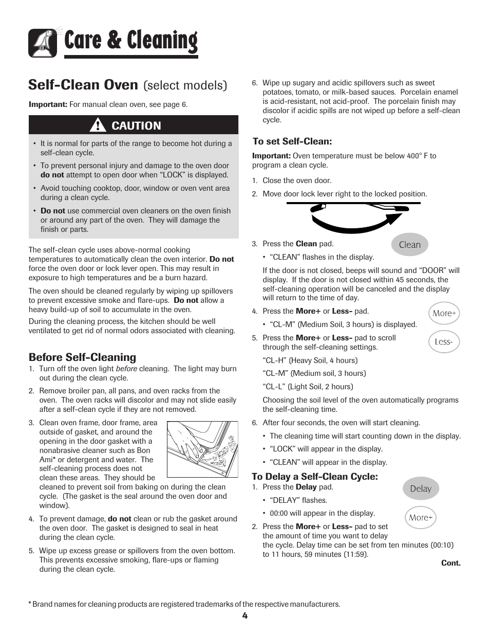Care & cleaning, Self-clean oven, Select models) | Caution, Before self-cleaning | Maytag 8113P655-60 User Manual | Page 5 / 20
