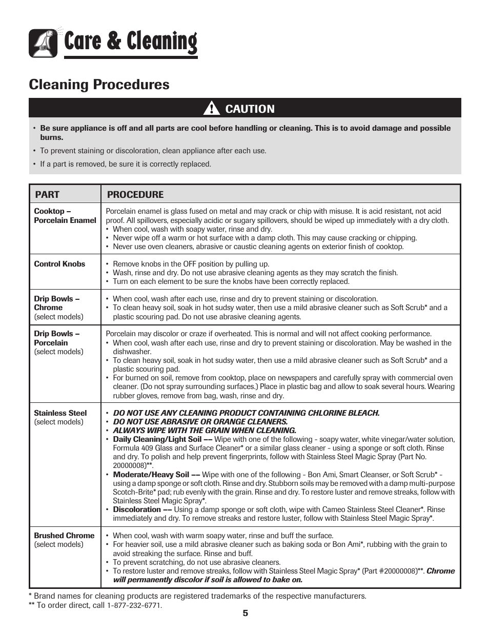 Care & cleaning, Cleaning procedures, Caution | Maytag MEC4430AAW User Manual | Page 6 / 24