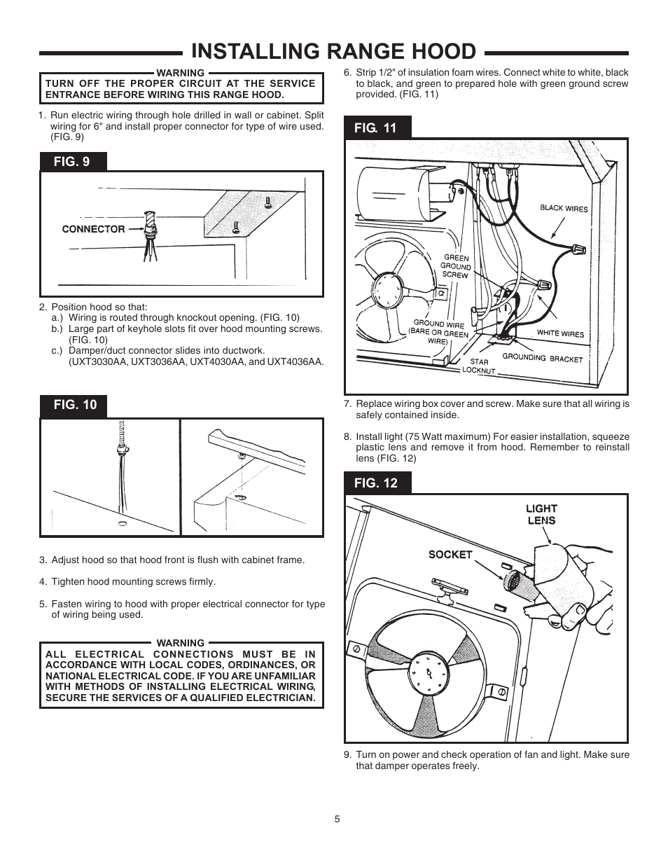 Installing range hood | Maytag UXT4036AA User Manual | Page 5 / 8
