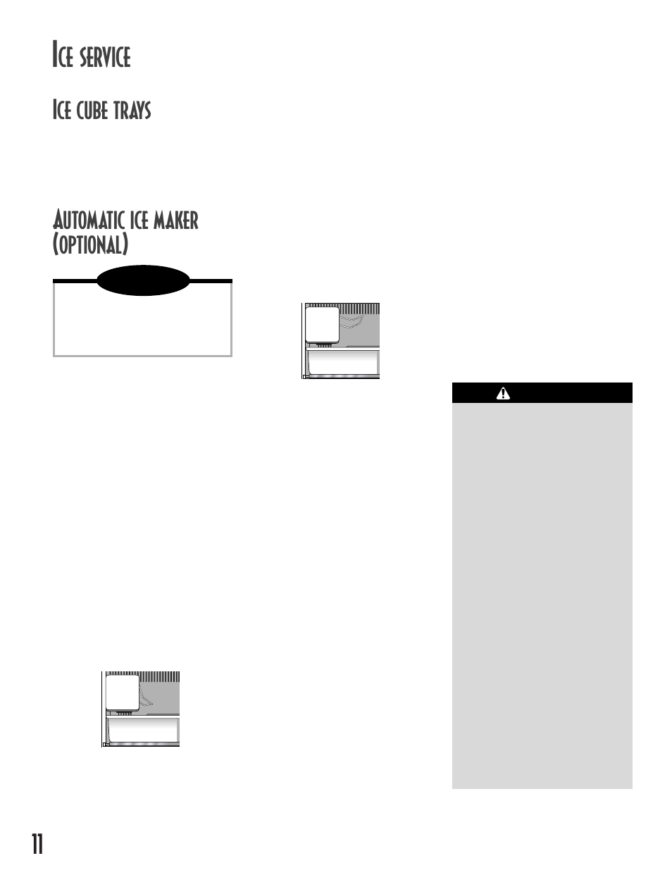 Ce service, Ice cube trays, Automatic ice maker (optional) | Maytag MCS 16021937 User Manual | Page 12 / 72