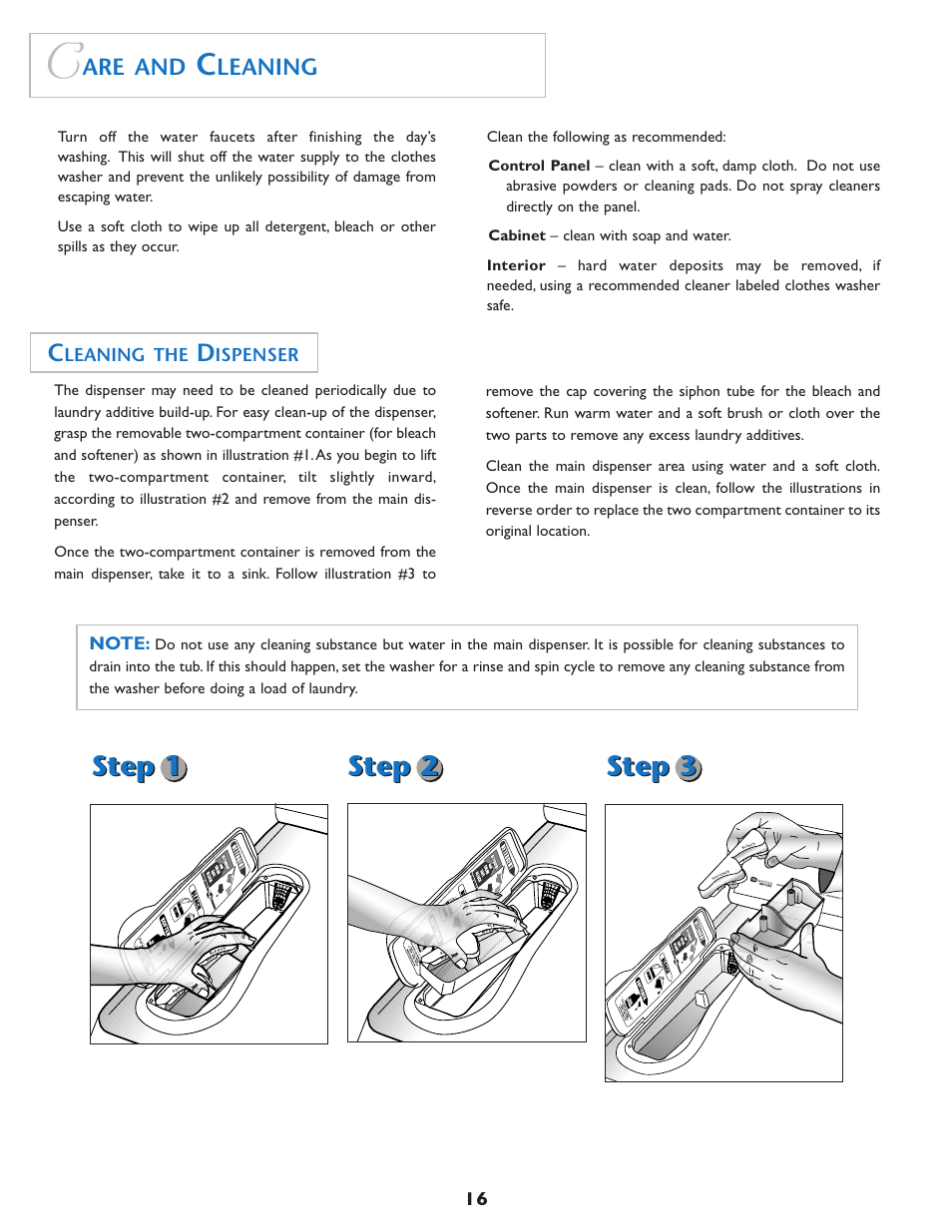 Step 1, Are and, Leaning | Leaning the, Ispenser | Maytag MAH7500 User Manual | Page 17 / 24
