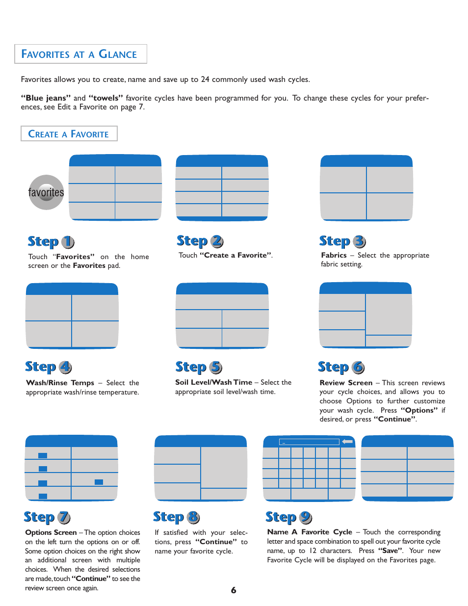 Step 1, Step 7, Step 9 | Step 8, Step 2, Avorites at a, Lance | Maytag MAH7500 User Manual | Page 7 / 24