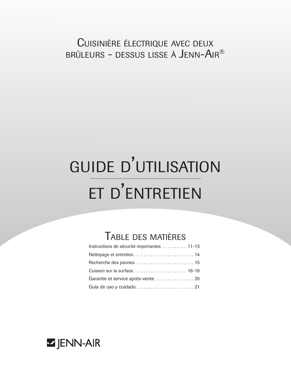 Guide, Utilisation et, Entretien | Maytag Jenn-Air Two-Element Cooktop User Manual | Page 11 / 32