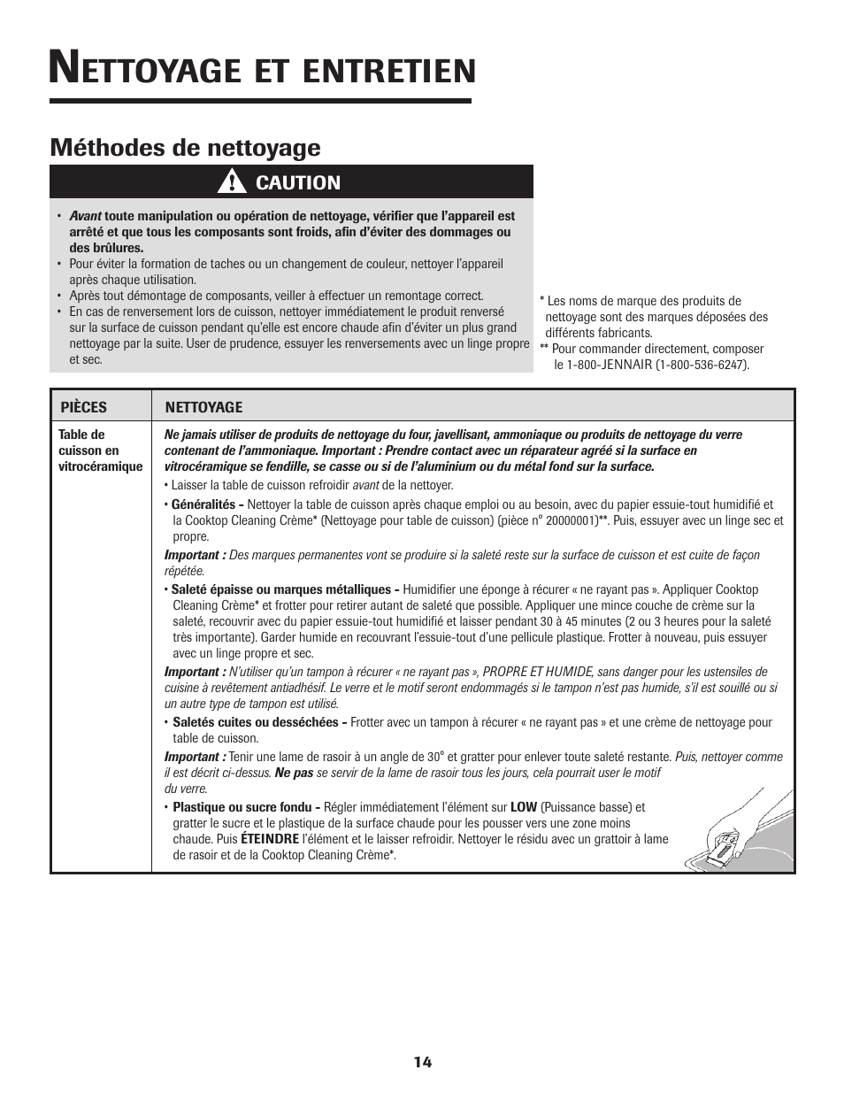 Ettoyage, Entretien, Méthodes de nettoyage | Maytag Jenn-Air Two-Element Cooktop User Manual | Page 15 / 32