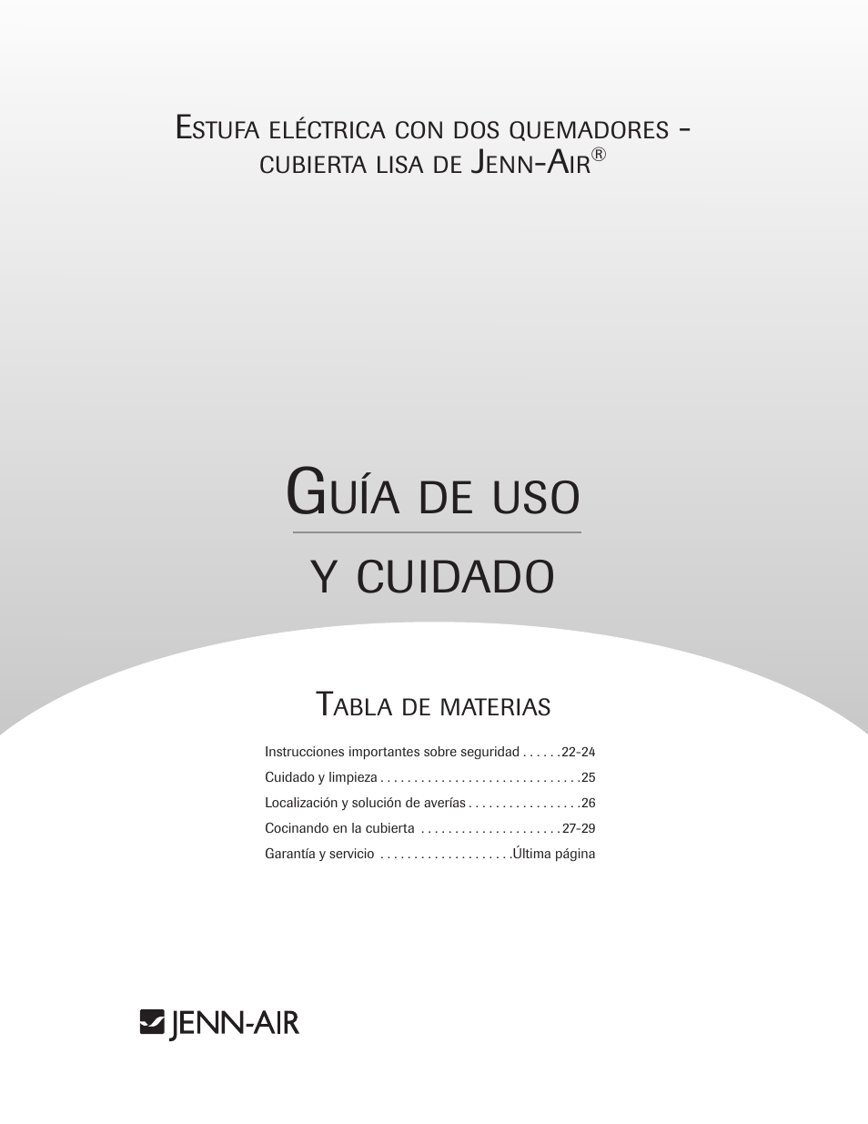 Cuidado | Maytag Jenn-Air Two-Element Cooktop User Manual | Page 22 / 32