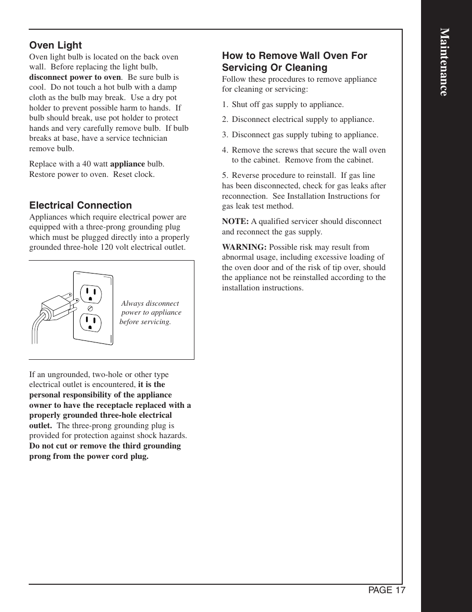 Maintenance | Maytag CWG4600 User Manual | Page 19 / 24