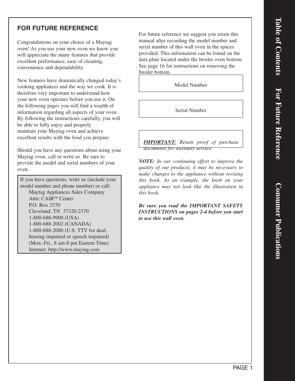 Maytag CWG4600 User Manual | Page 3 / 24