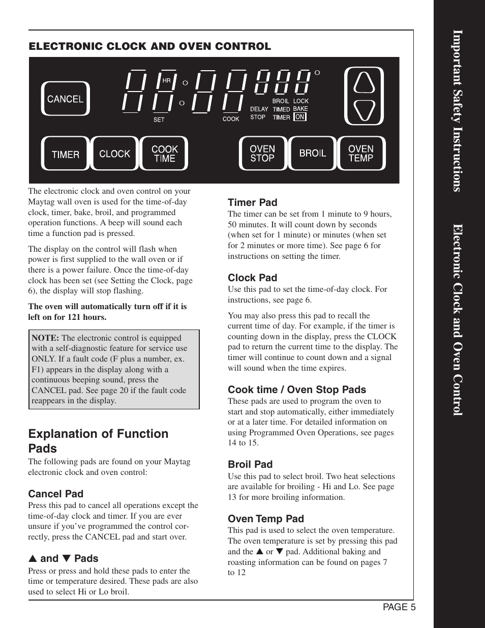 Explanation of function pads | Maytag CWG4600 User Manual | Page 7 / 24