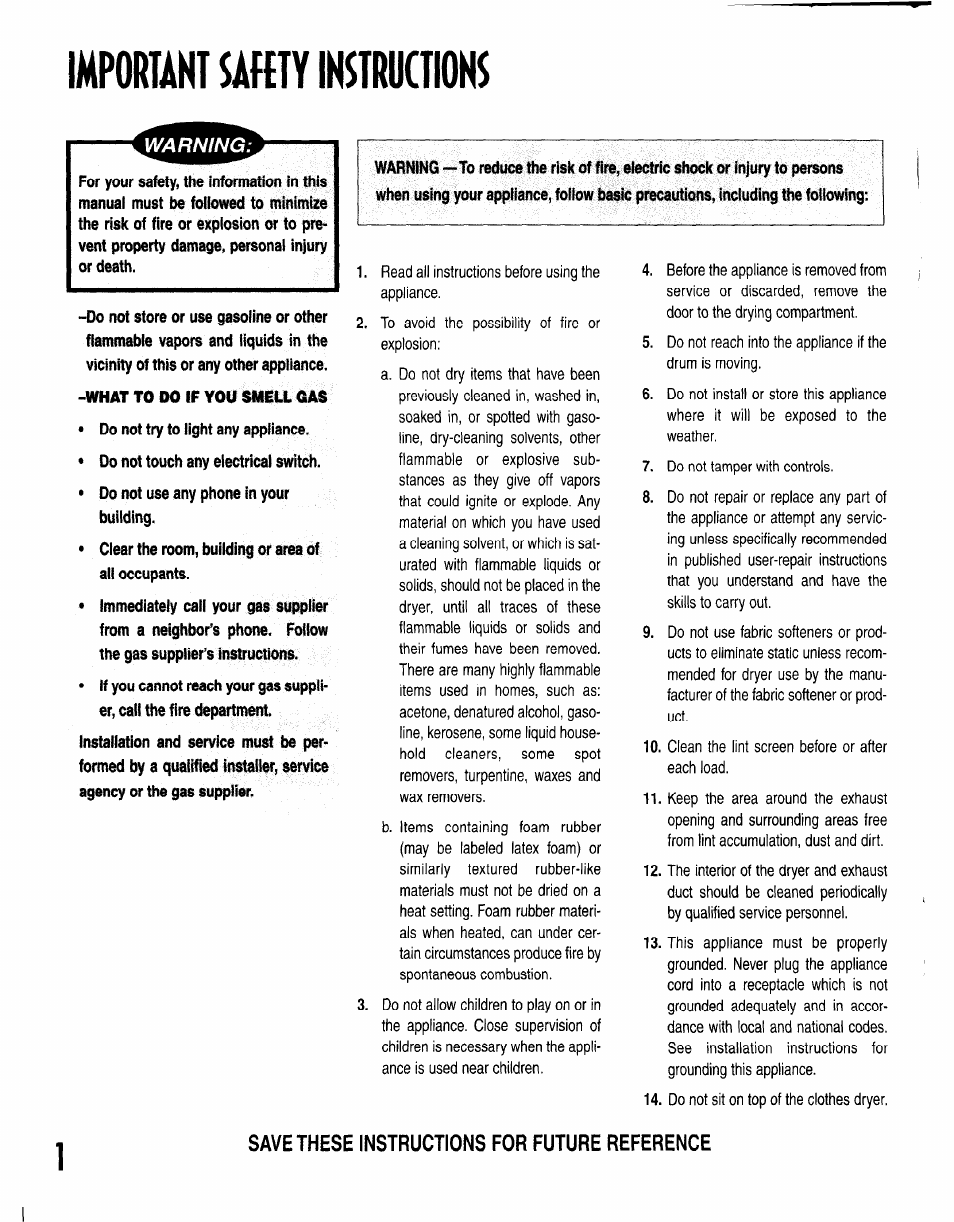 Important safety instructions | Maytag INTELLIDRY MD-15 User Manual | Page 2 / 12