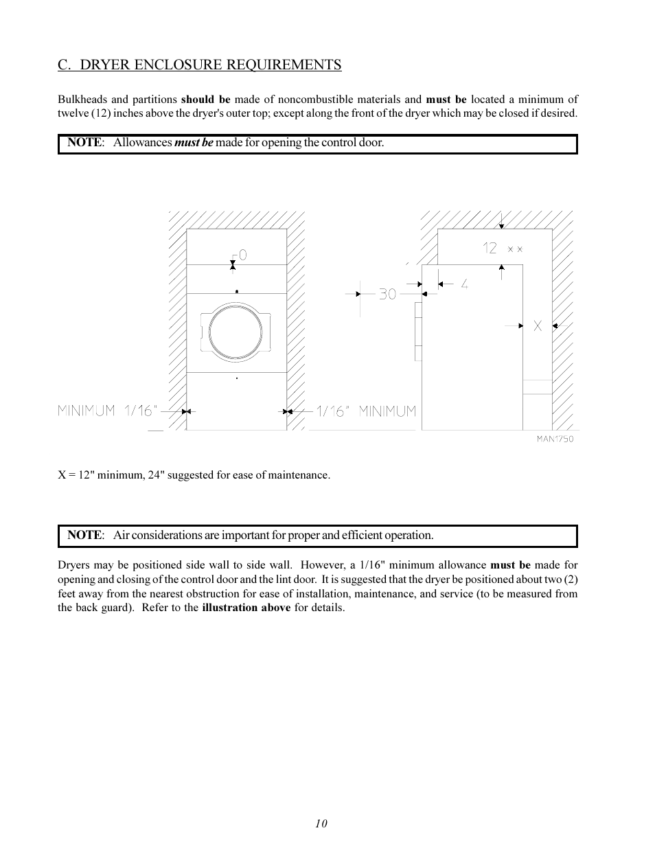 C. dryer enclosure requirements | Maytag MDG-30 User Manual | Page 14 / 52