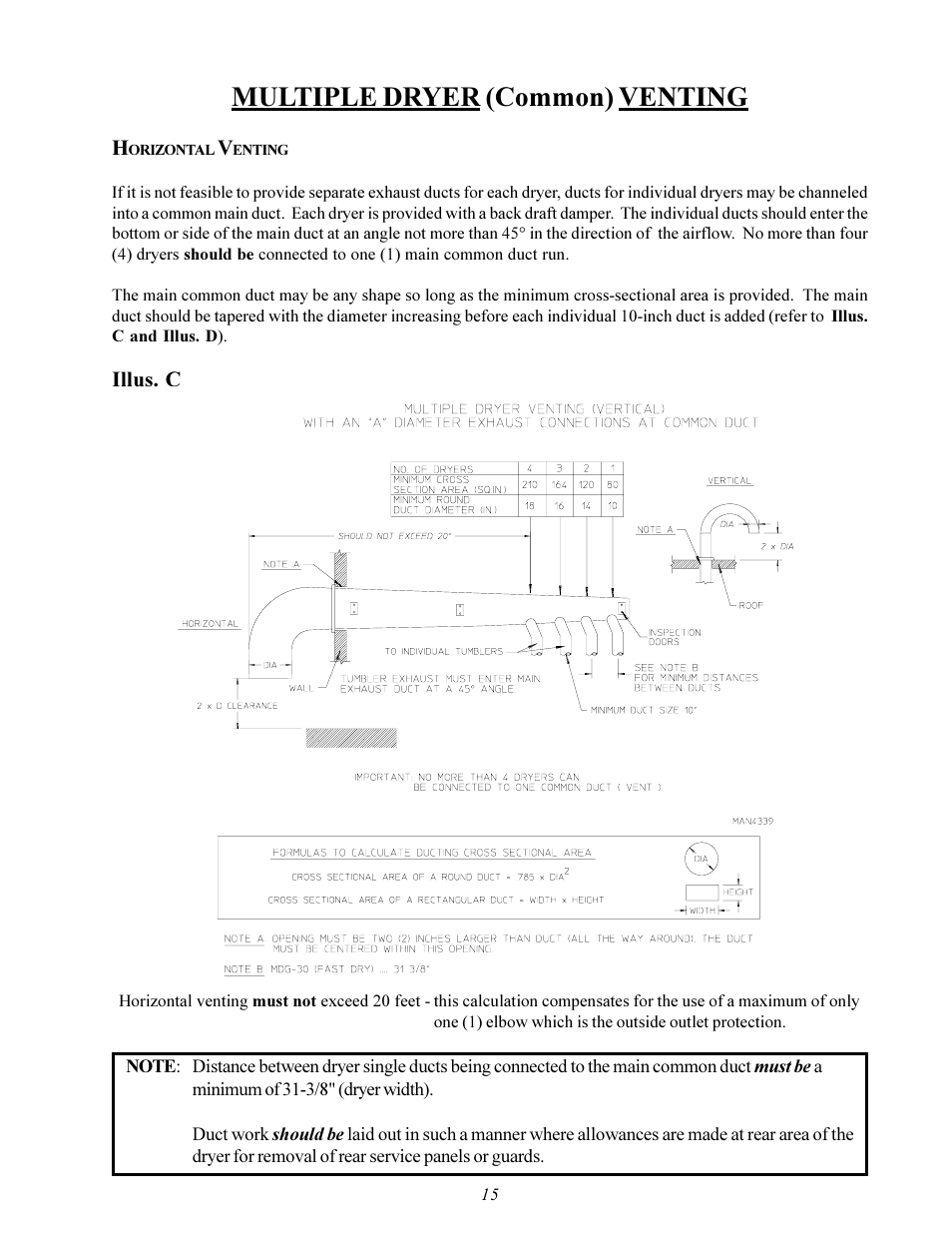 Multiple dryer (common) venting | Maytag MDG-30 User Manual | Page 19 / 52