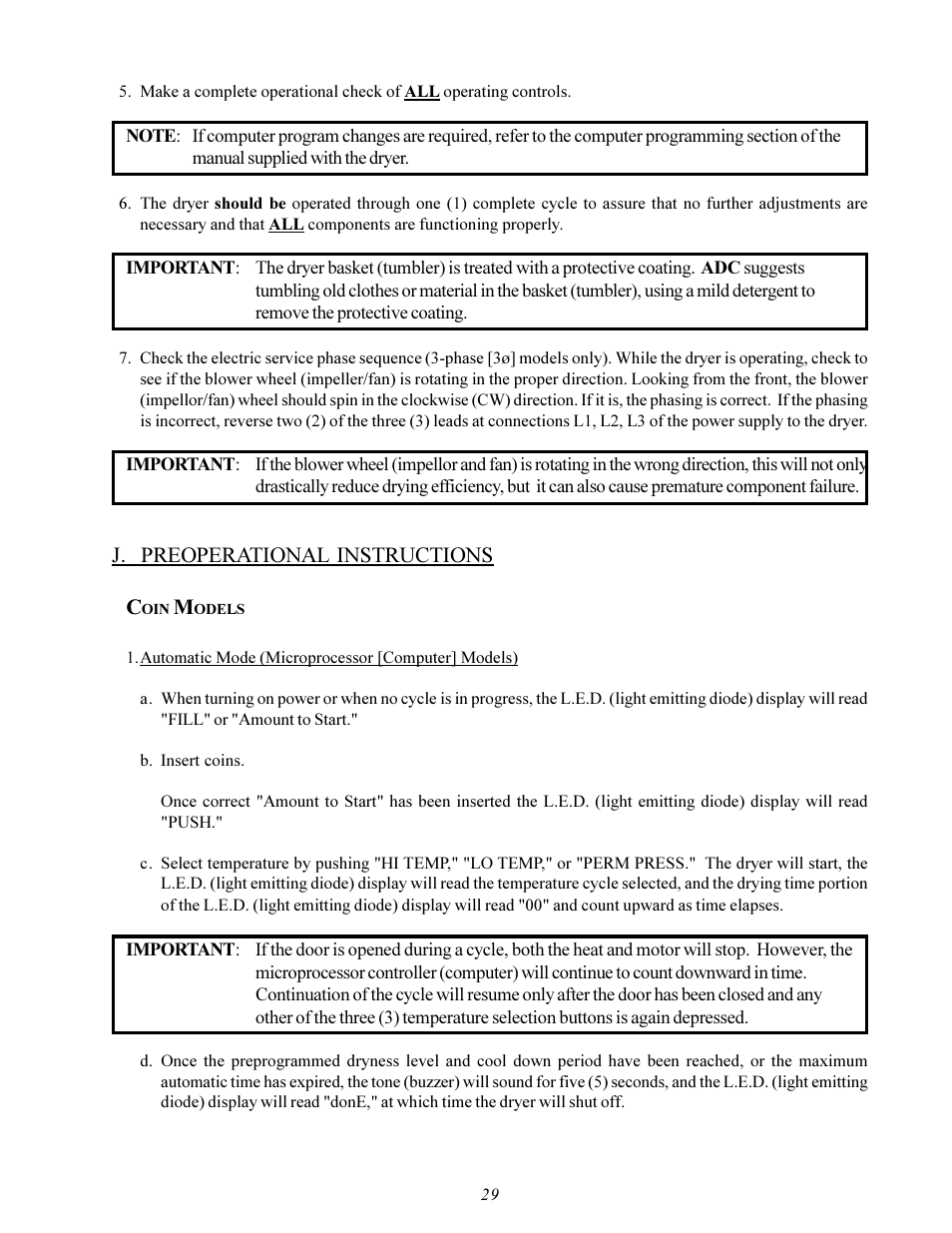 J. preoperational instructions c | Maytag MDG-30 User Manual | Page 33 / 52