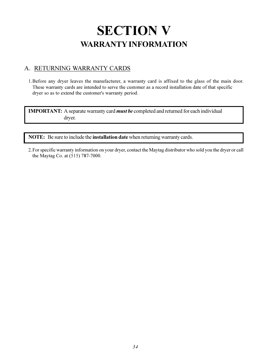 Warranty information | Maytag MDG-30 User Manual | Page 38 / 52