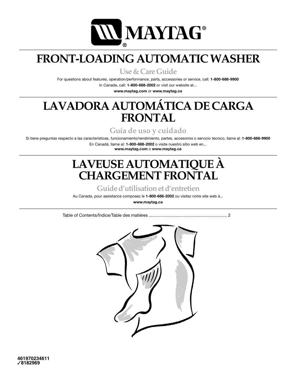 Maytag FRONT-LOADINGAUTOMATICWASHER User Manual | 72 pages