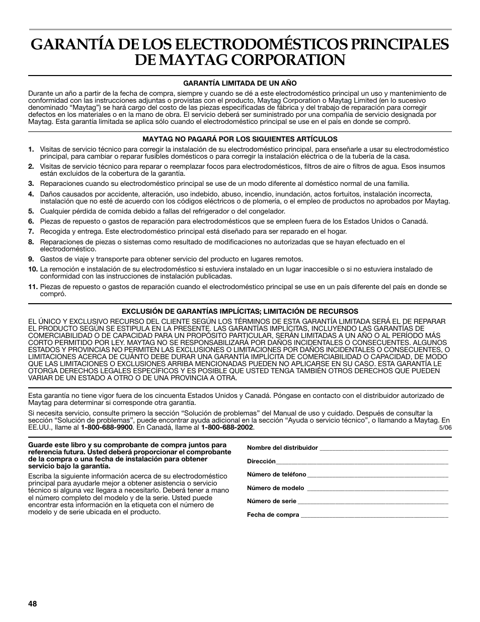 Maytag FRONT-LOADINGAUTOMATICWASHER User Manual | Page 48 / 72