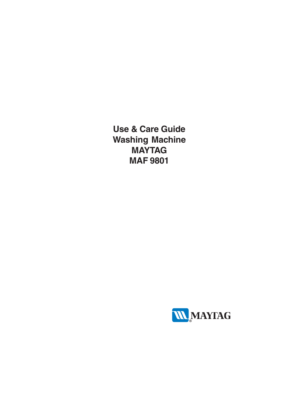 Maytag MAF 9801 User Manual | 36 pages