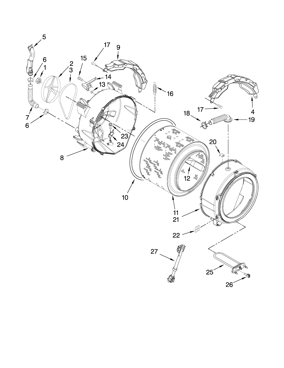 Tub and basket, Tub and basket parts | Maytag W10270384 User Manual | Page 7 / 10