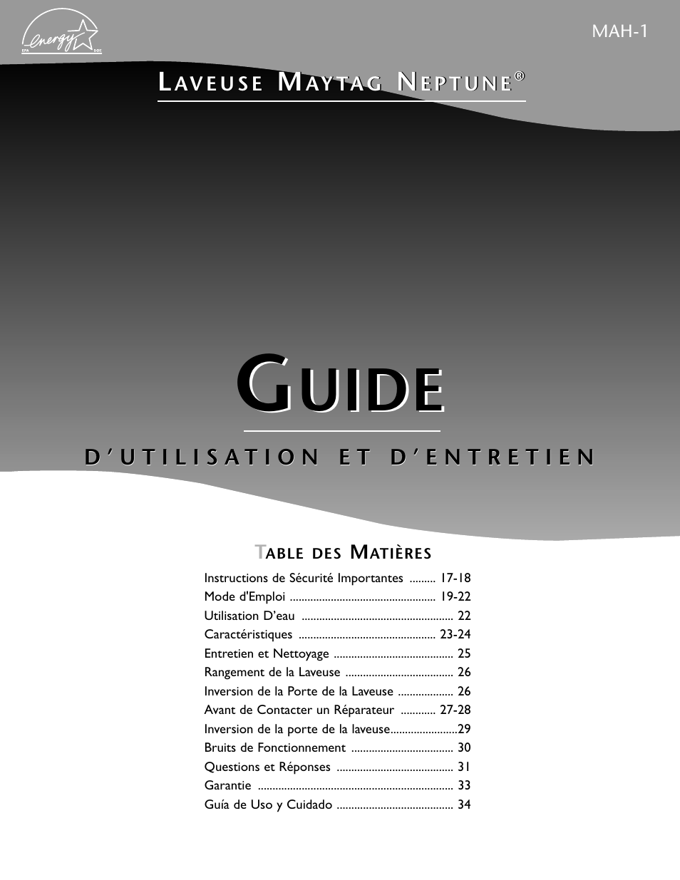 Uide | Maytag MAH-1 User Manual | Page 17 / 52