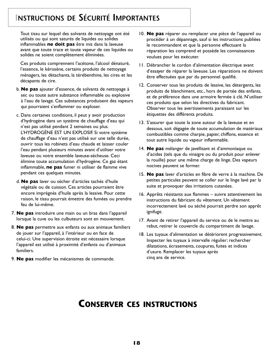 Onserver ces instructions, Nstructions de, Écurité | Mportantes | Maytag MAH-1 User Manual | Page 19 / 52