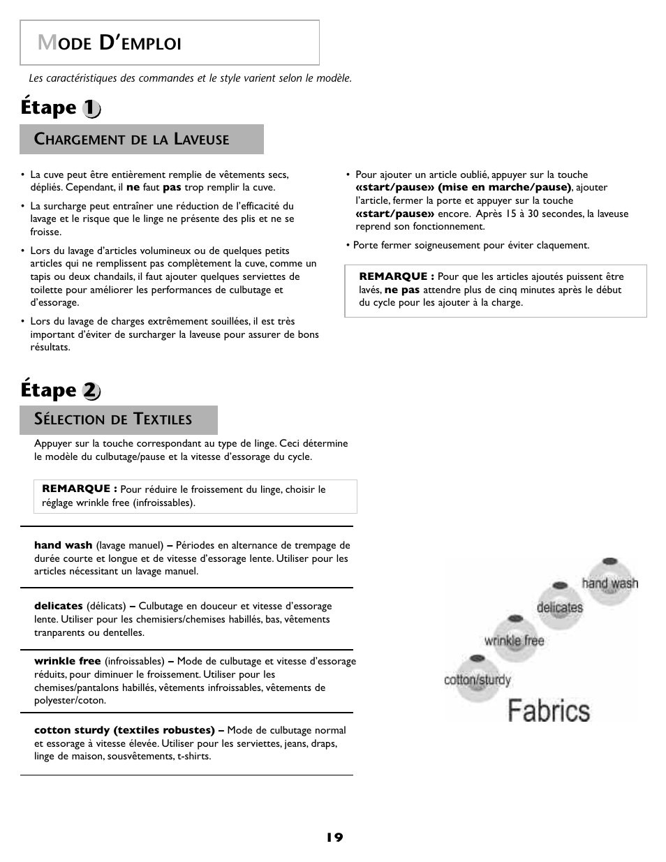 Étape 2, Étape 1, Emploi | Maytag MAH-1 User Manual | Page 20 / 52