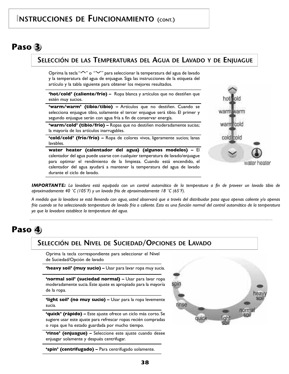 Paso 4 paso 3, Nstrucciones de, Uncionamiento | Maytag MAH-1 User Manual | Page 39 / 52