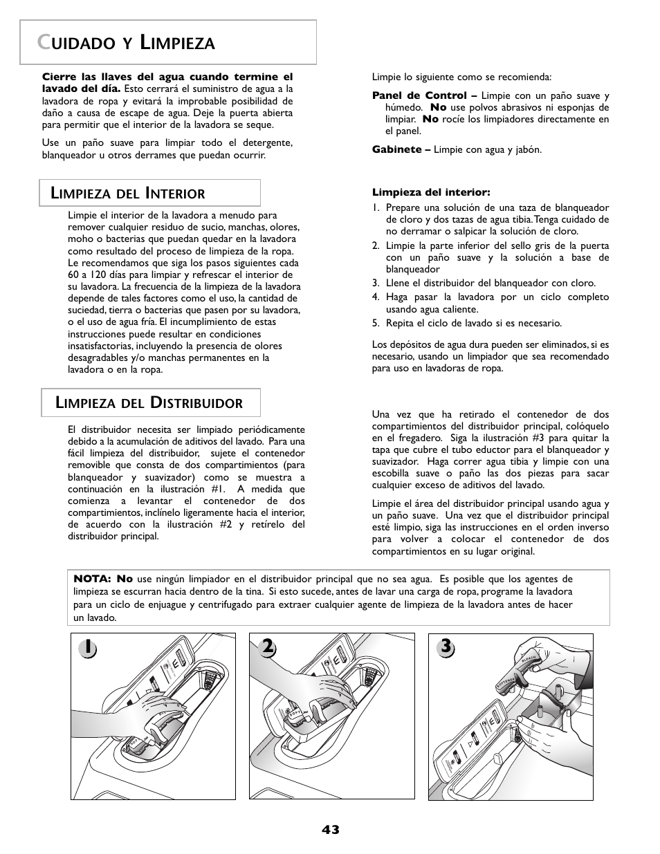 Uidado y, Impieza, Impieza del | Istribuidor, Nterior | Maytag MAH-1 User Manual | Page 44 / 52