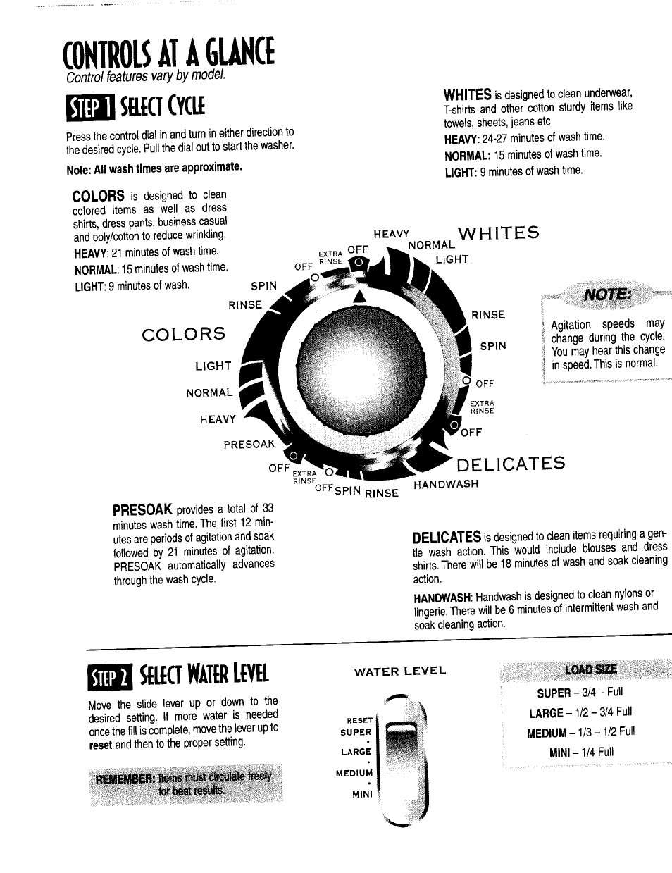 Stlta (yclt, Selta »ttrtr uvtl, Mois at a giahq | Sttpl, Sttp2, Delicates, Whites, Colors | Maytag MAV77 User Manual | Page 3 / 8