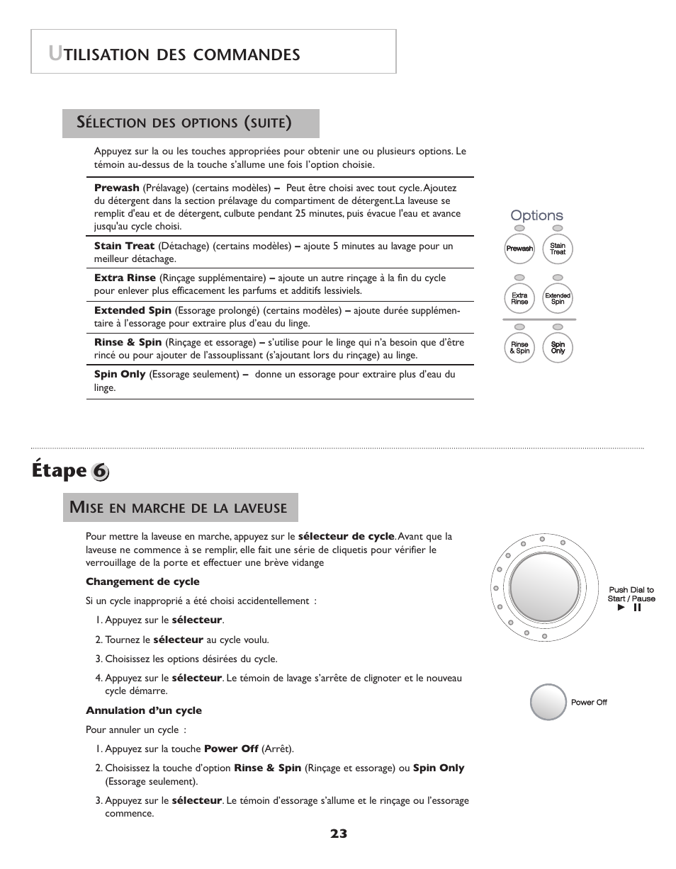 Étape 6, Tilisation des commandes | Maytag Neptune Washer MAH-3 User Manual | Page 24 / 48