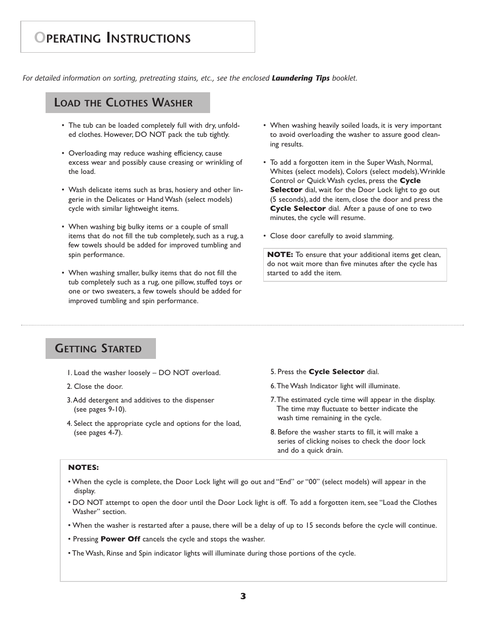 Perating, Nstructions | Maytag Neptune Washer MAH-3 User Manual | Page 4 / 48