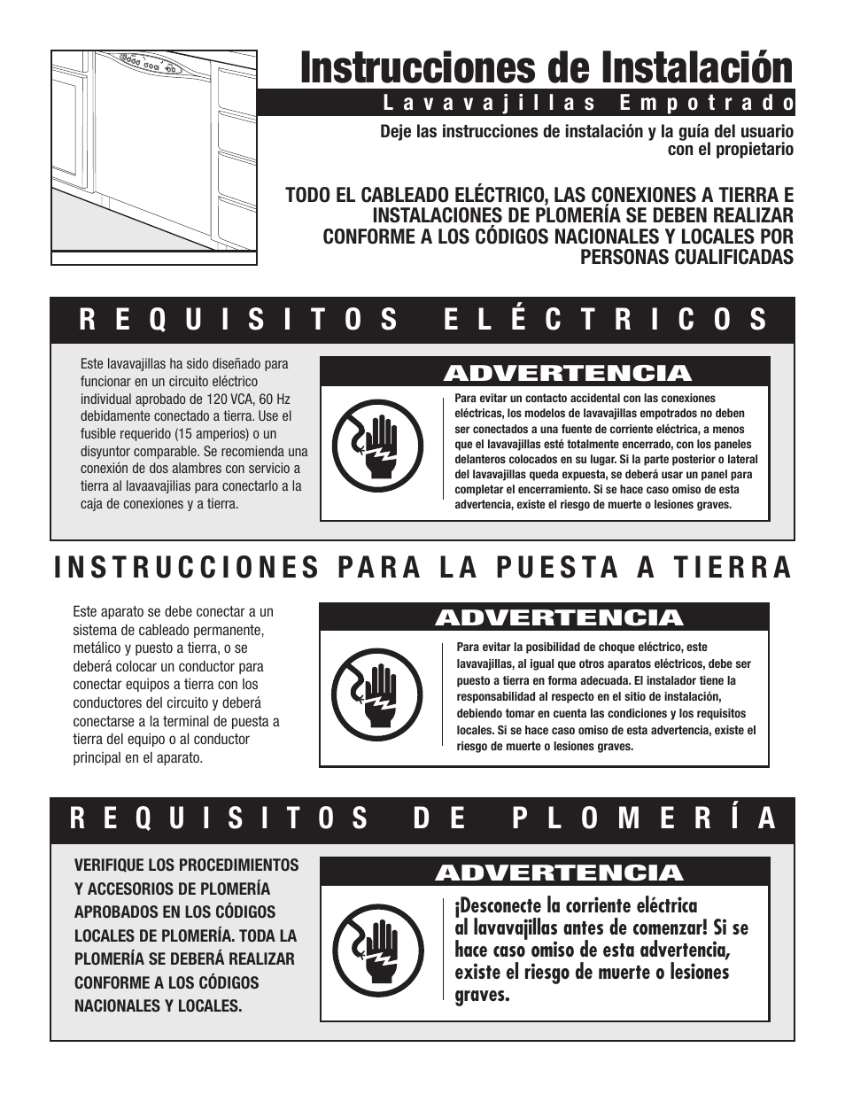 Instrucciones de instalación | Maytag ADB1500AWW User Manual | Page 3 / 11