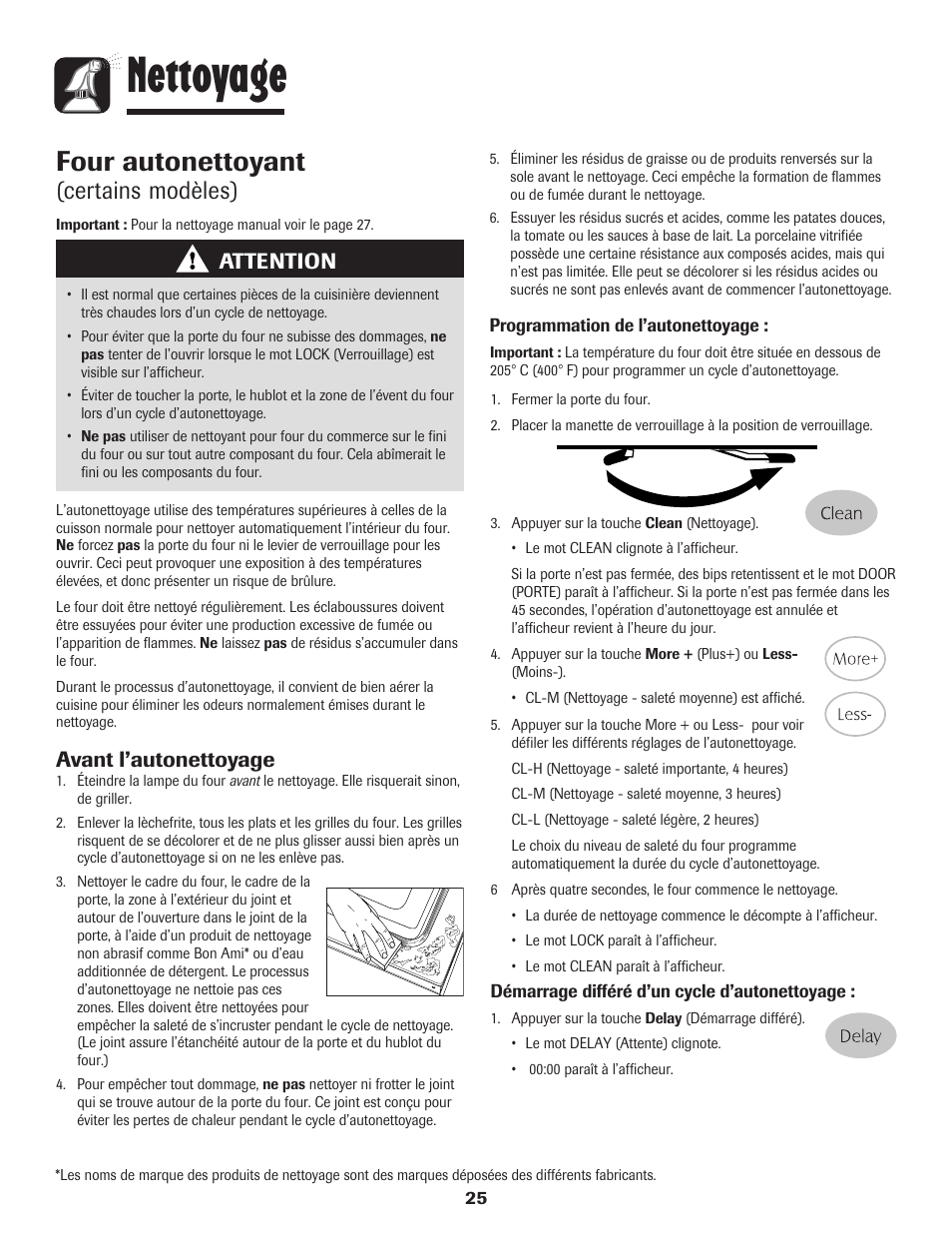 Nettoyage, Four autonettoyant, Certains modèles) | Attention, Avant l’autonettoyage | Maytag 8113P574-60 User Manual | Page 26 / 68