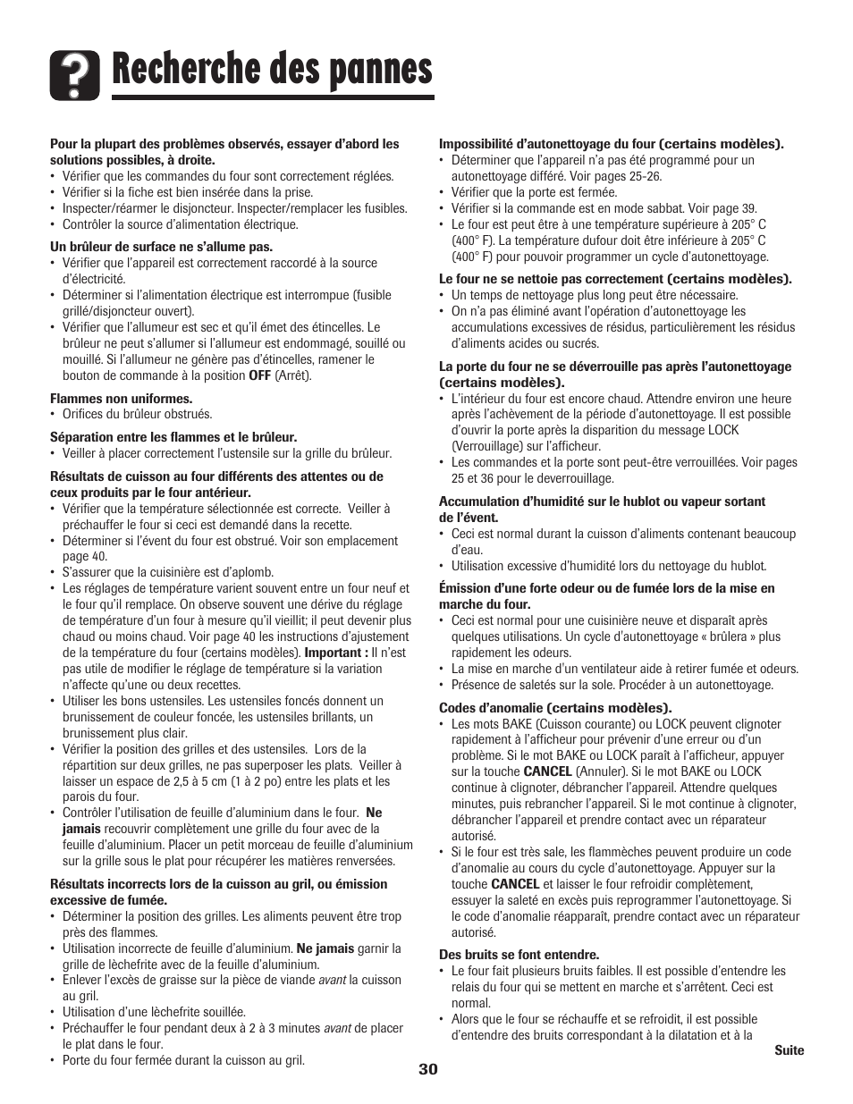 Recherche des pannes | Maytag 8113P574-60 User Manual | Page 31 / 68