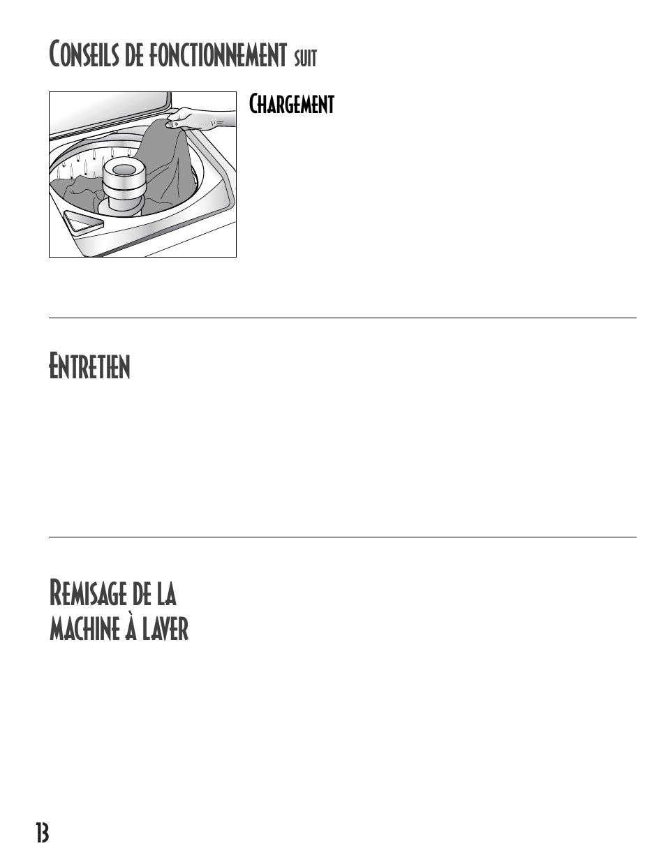 Onseils de fonctionnement, Ntretien, Emisage de la machine à laver | Chargement, Suit | Maytag MAV-12 User Manual | Page 14 / 24