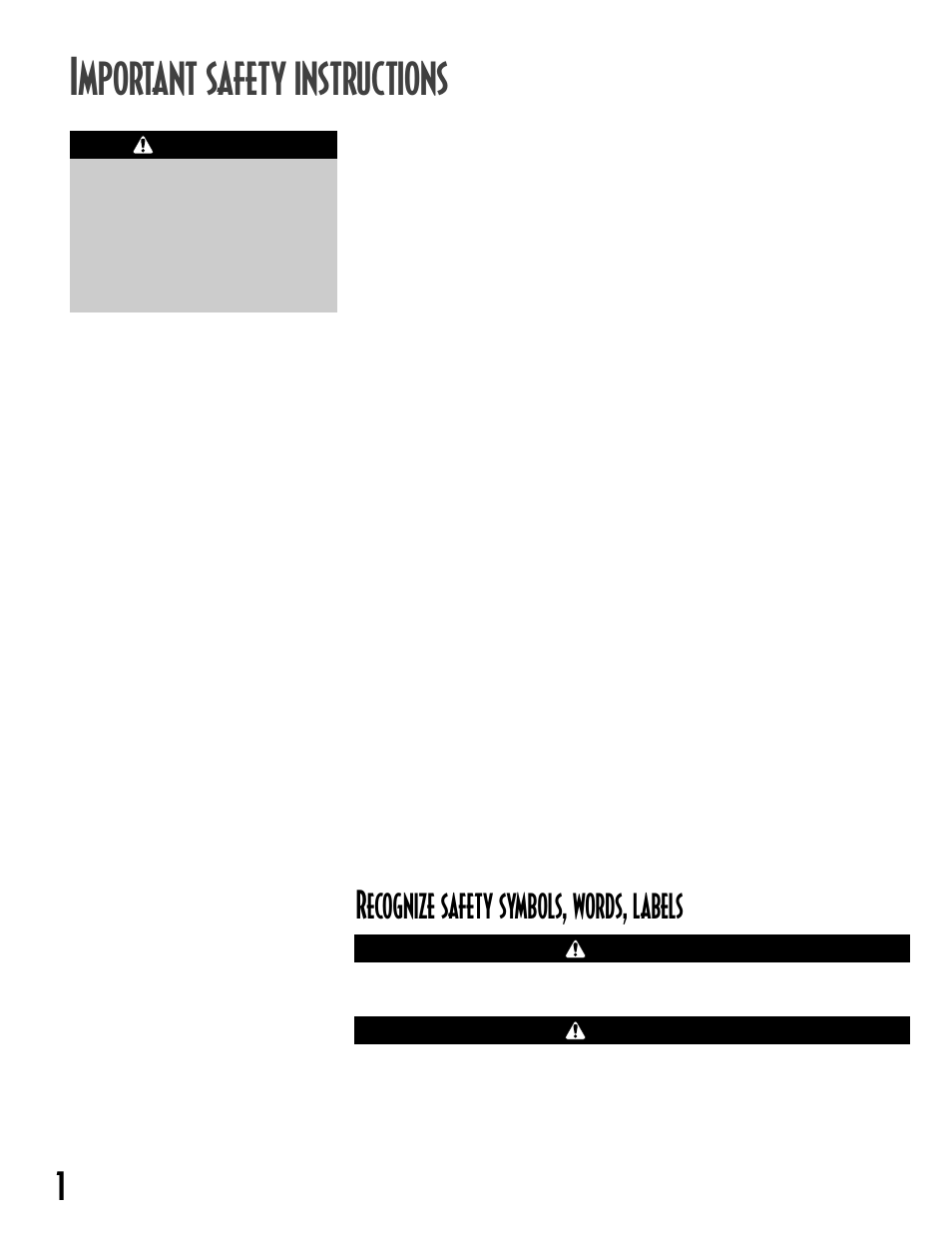 Mportant safety instructions, 1recognize safety symbols, words, labels | Maytag MAV-12 User Manual | Page 2 / 24