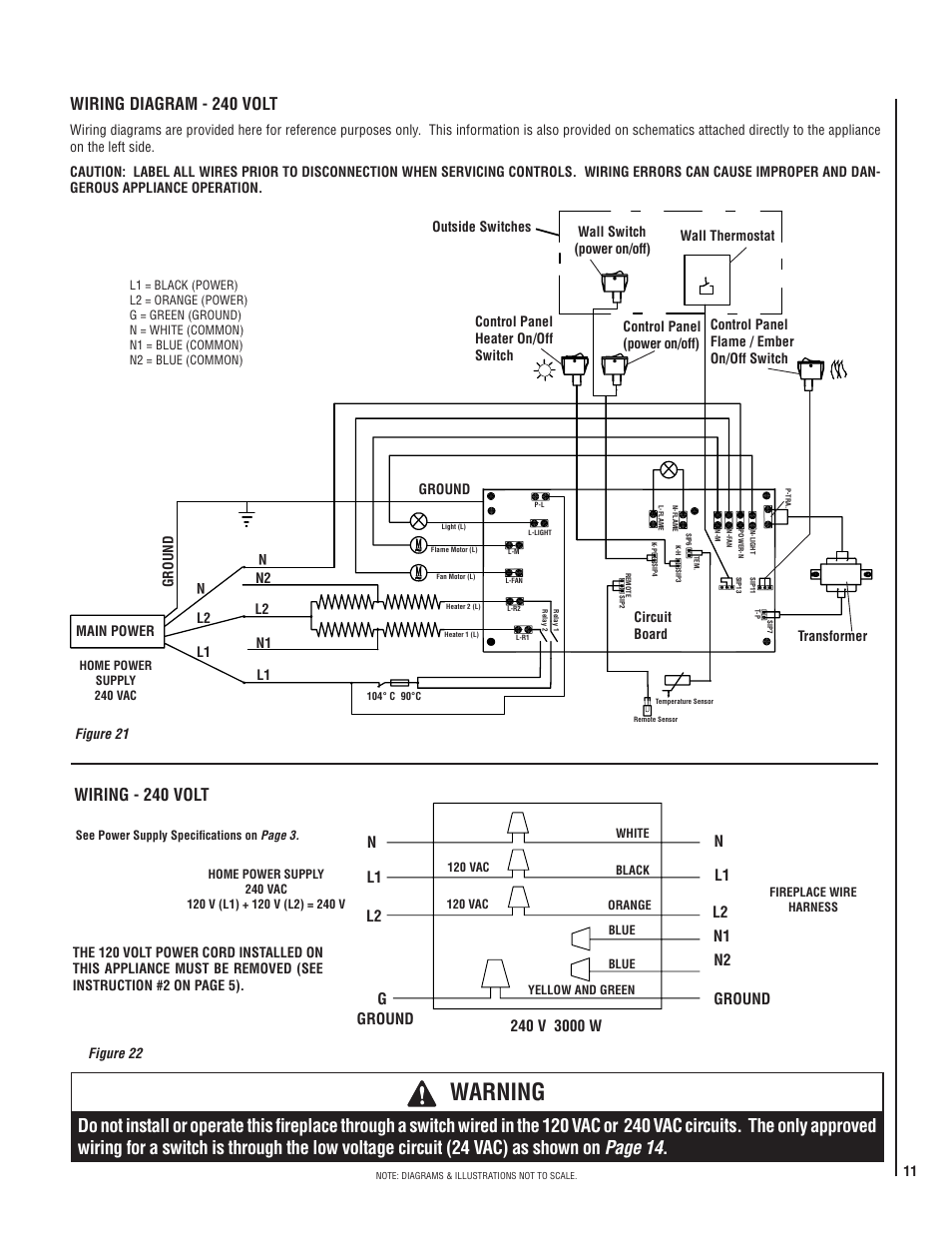 Warning, Wiring diagram - 240 volt, Wiring - 240 volt | Maytag MERIT PLUS SERIES MPE-33R User Manual | Page 11 / 20