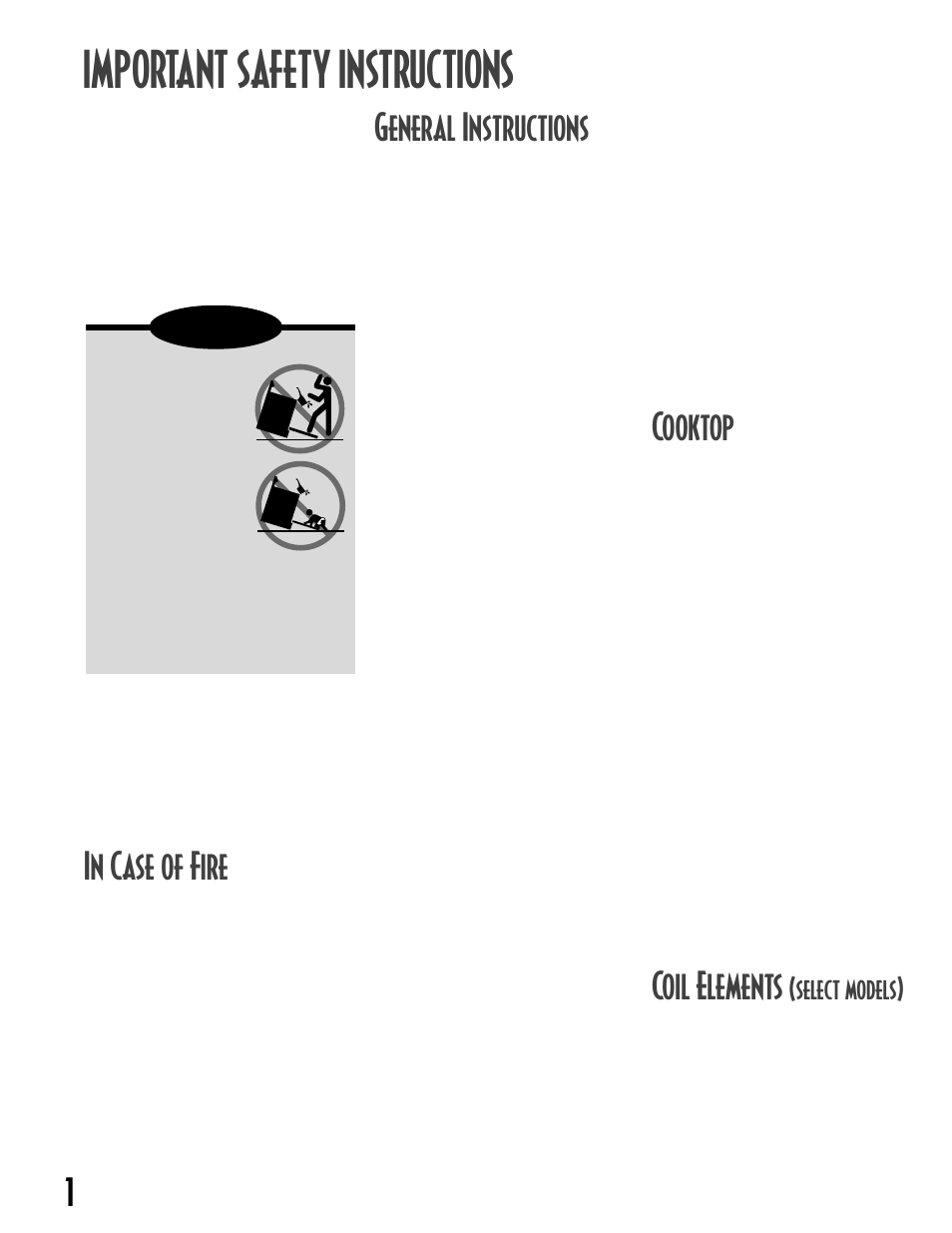 Important safety instructions, General instructions, Cooktop | Coil elements, Select models) | Maytag GEMINITM User Manual | Page 2 / 56