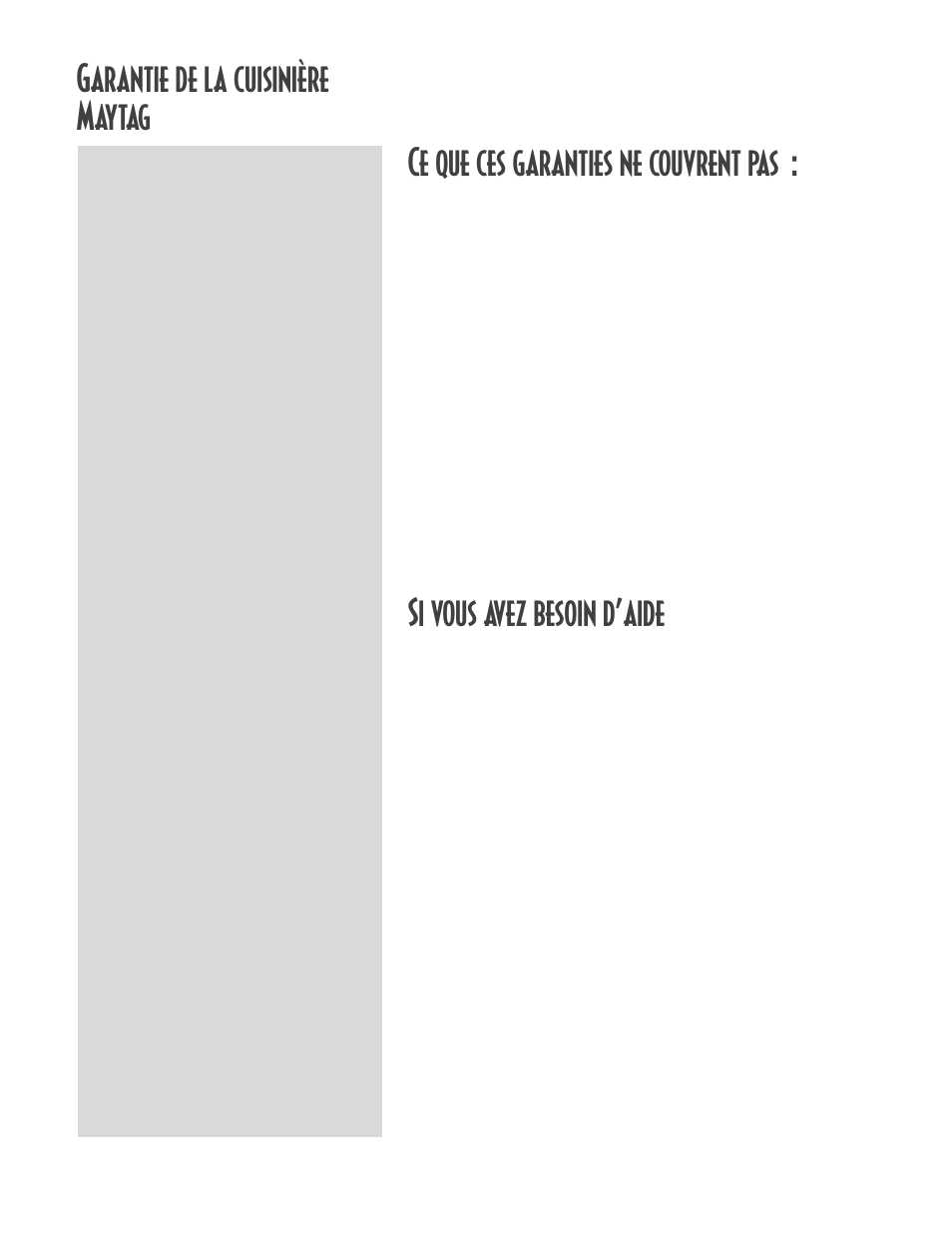 Si vous avez besoin d’aide, Maytag | Maytag GEMINITM User Manual | Page 38 / 56