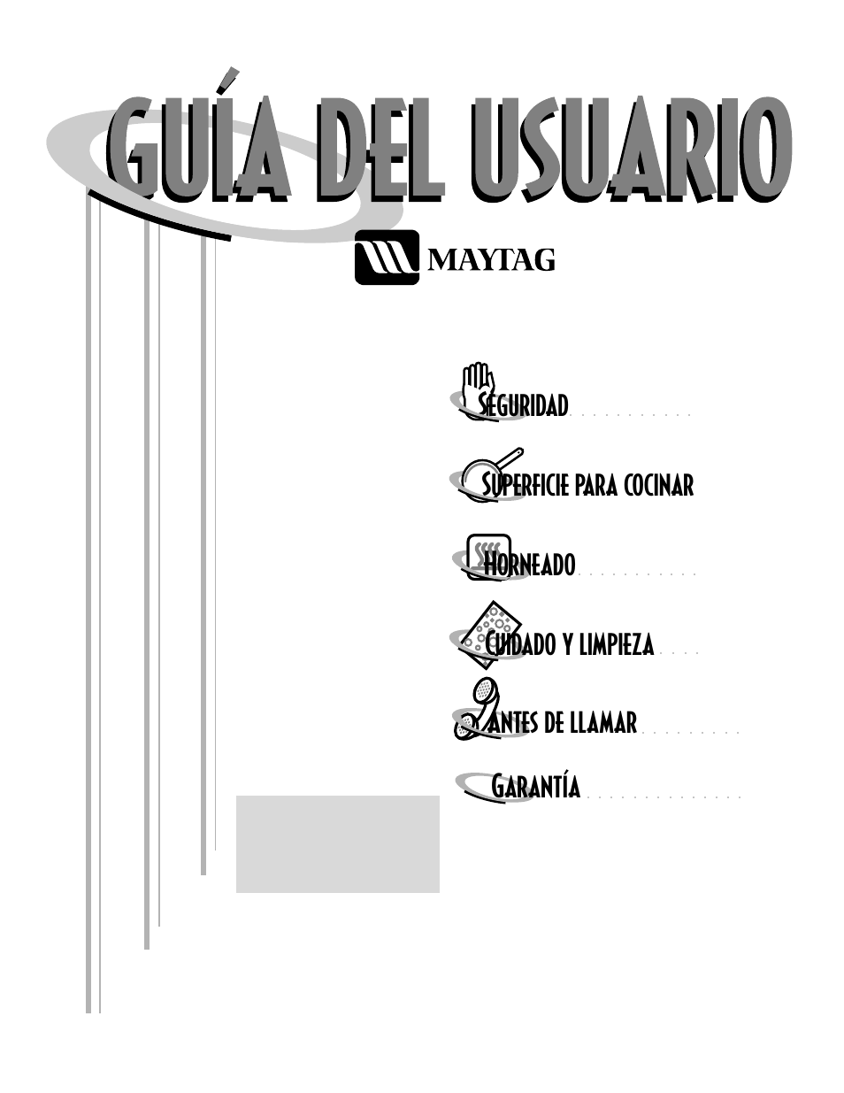 Séguridad superficie para cocinar, Cuidado y limpieza horneado, Antes de llamar | Garantía, Estufa electrica maytag gemini | Maytag GEMINITM User Manual | Page 39 / 56
