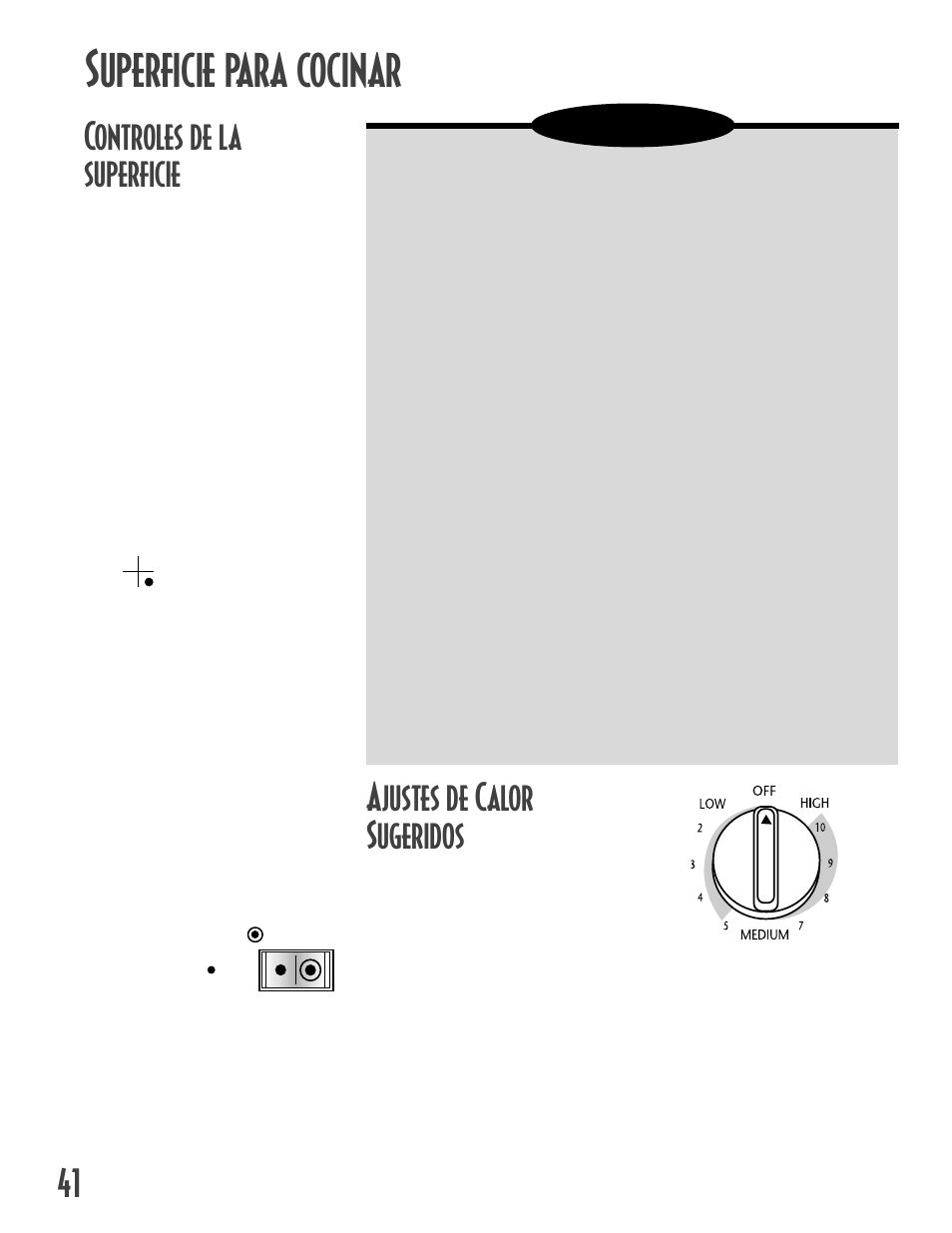 Superficie para cocinar, Ajustes de calor sugeridos, Controles de la superficie | Precaución, Ajuste de las perillas de control, Elemento doble | Maytag GEMINITM User Manual | Page 42 / 56