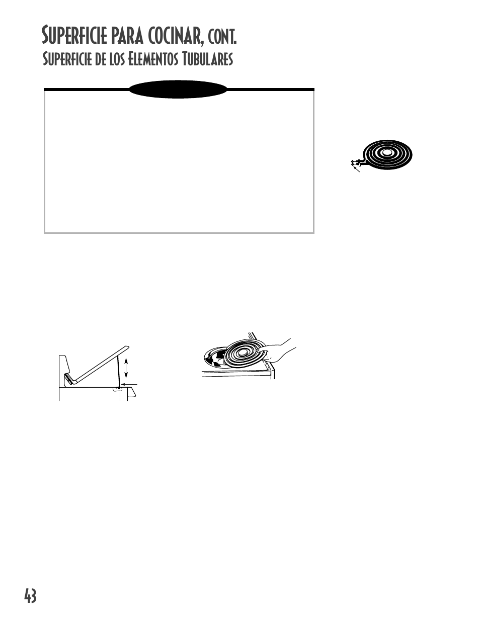 Superficie para cocinar, Cont, 43 superficie de los elementos tubulares | Notas | Maytag GEMINITM User Manual | Page 44 / 56