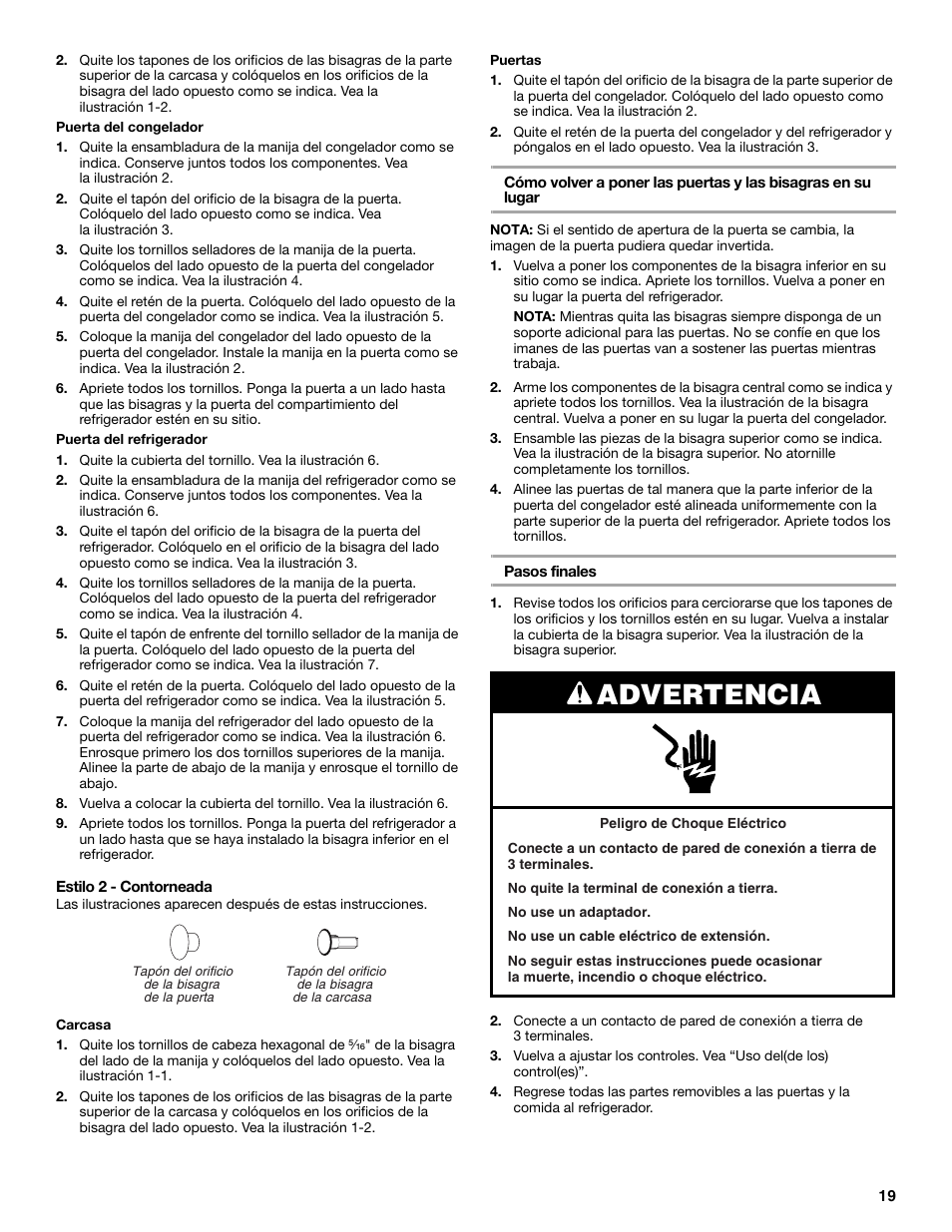 Advertencia | Maytag M8RXEGMXS User Manual | Page 19 / 42